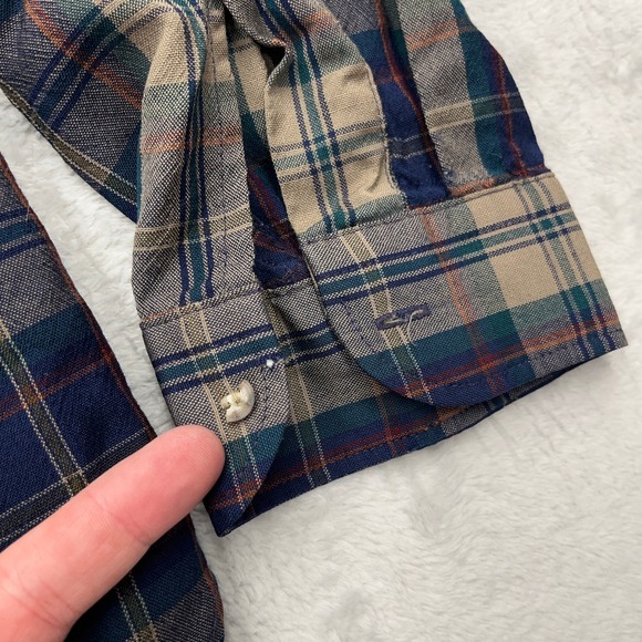 Vintage Pendleton Plaid Flannel Shirt Mens XL Blue Green 100% Wool Made USA - Picture 9 of 12